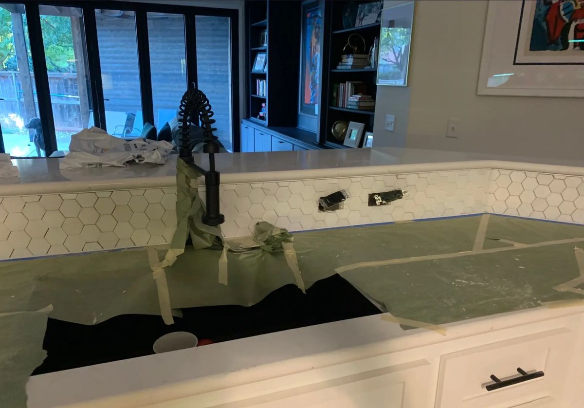 Project 6 after: hex backsplash wide view