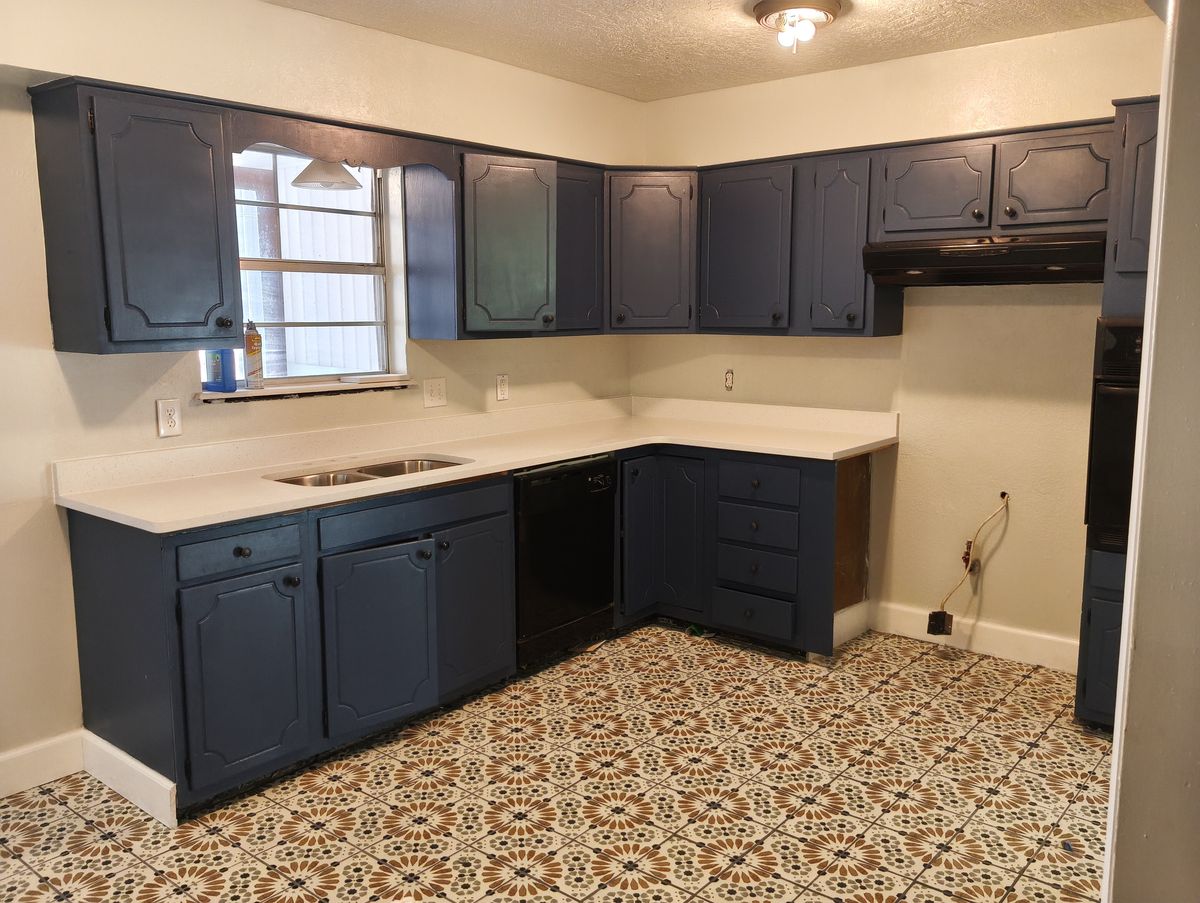 Project 8 after: navy kitchen