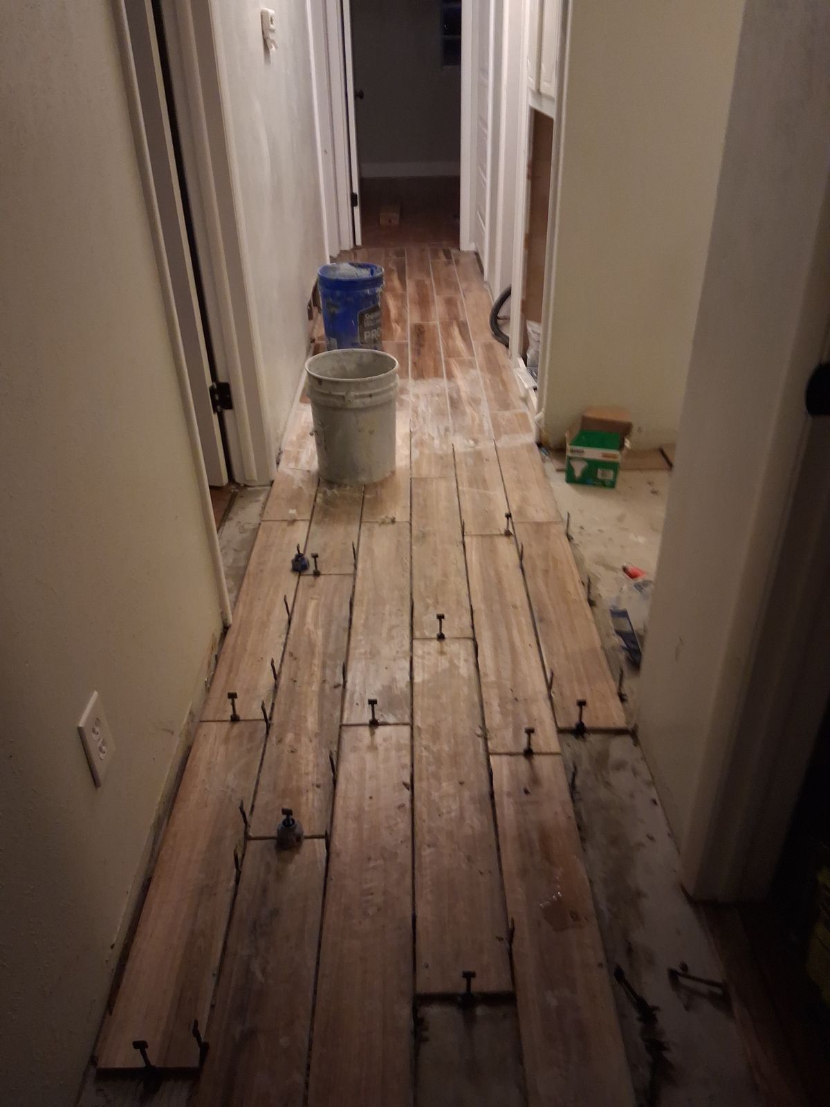 Project 8 during: hall tile spacers